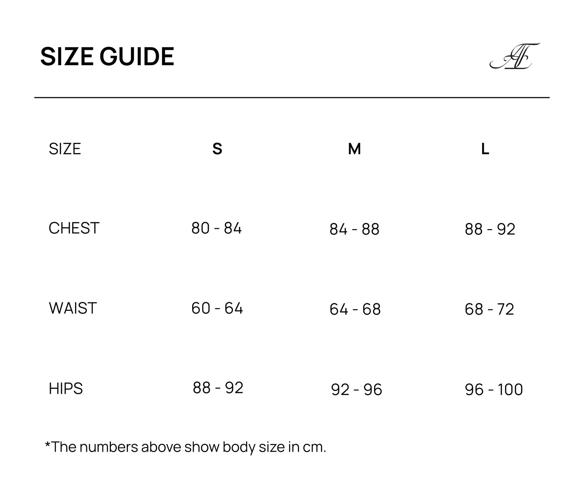 Cyra Draped Back Top size chart