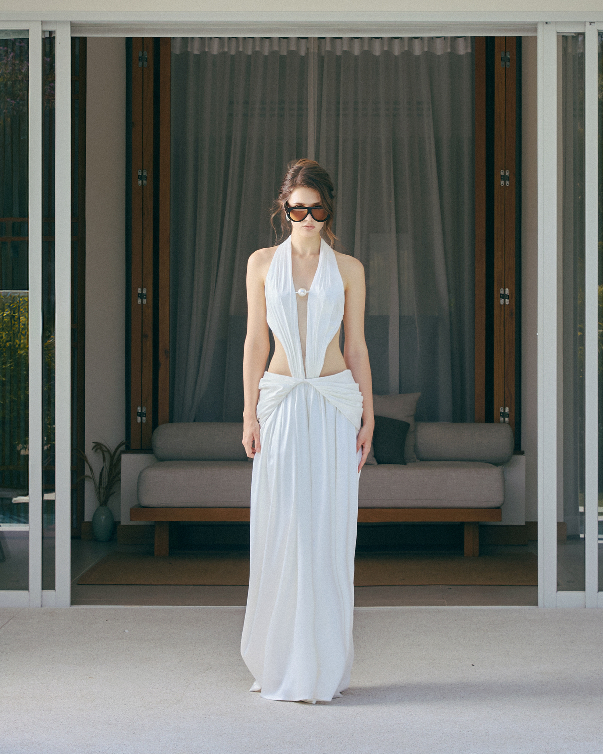 Aphrodite Pearl Drape Gown