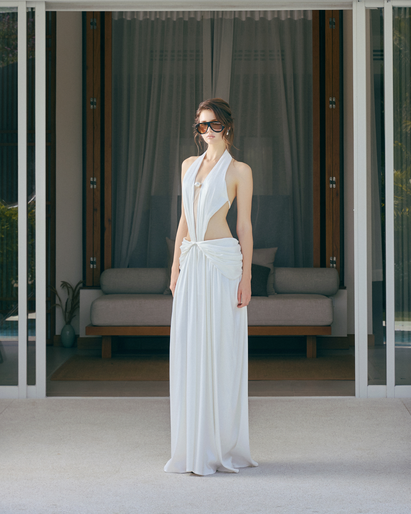 Aphrodite Pearl Drape Gown