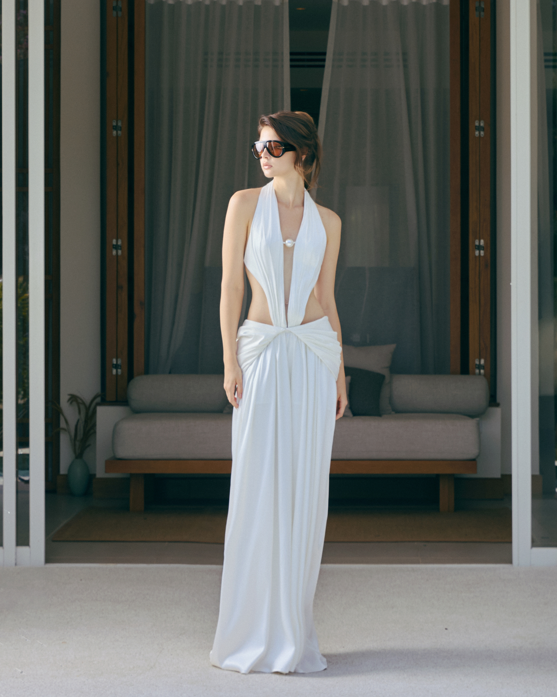 Aphrodite Pearl Drape Gown