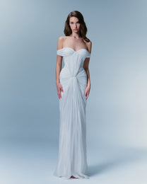 Noelle Gathered Off-shoulder Gown