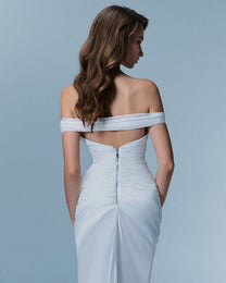 Noelle Gathered Off-shoulder Gown