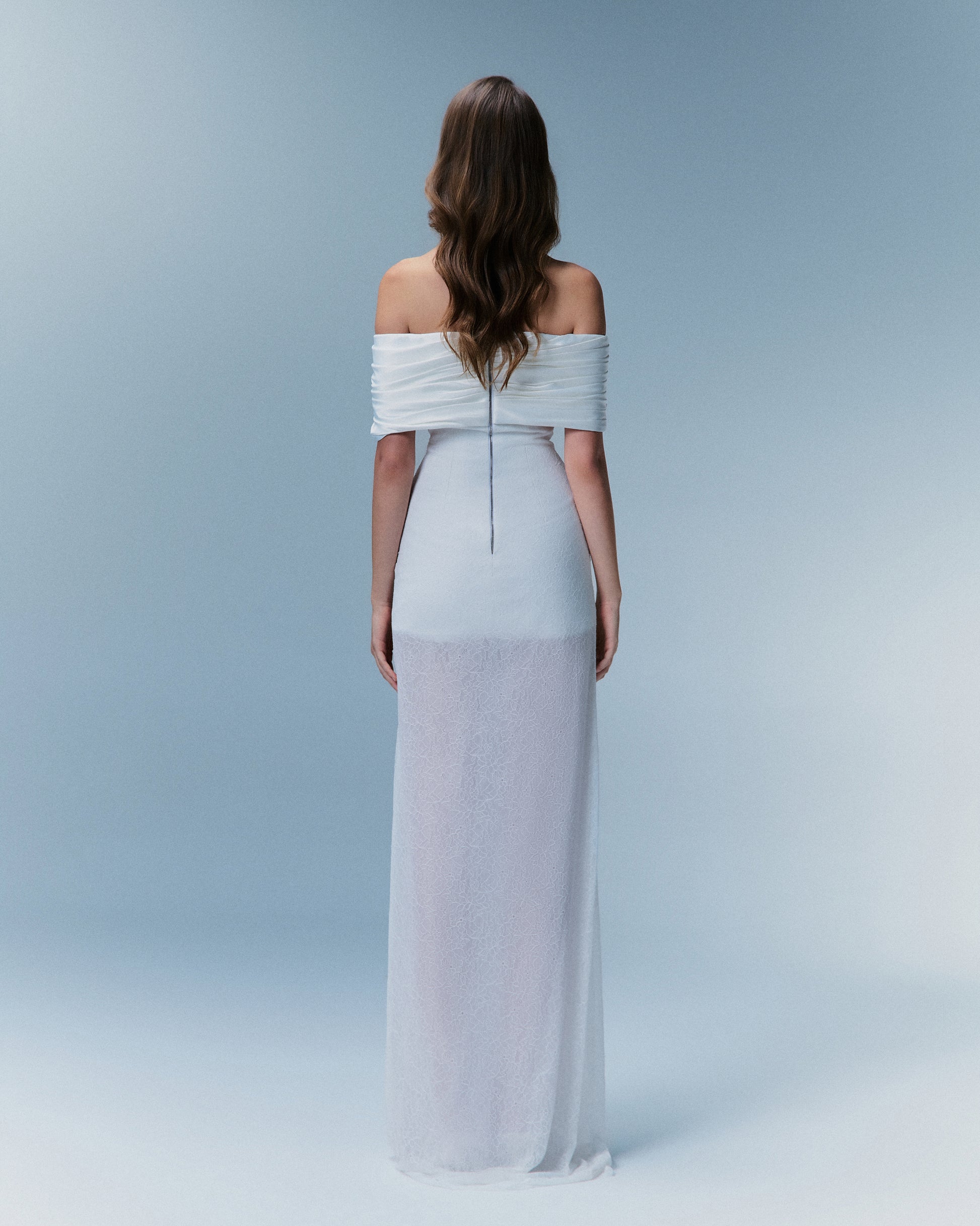 Solene Off-Shoulder Lace Gown