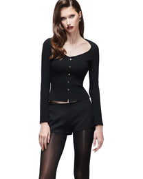 Vera Buttoned Ribbed Top