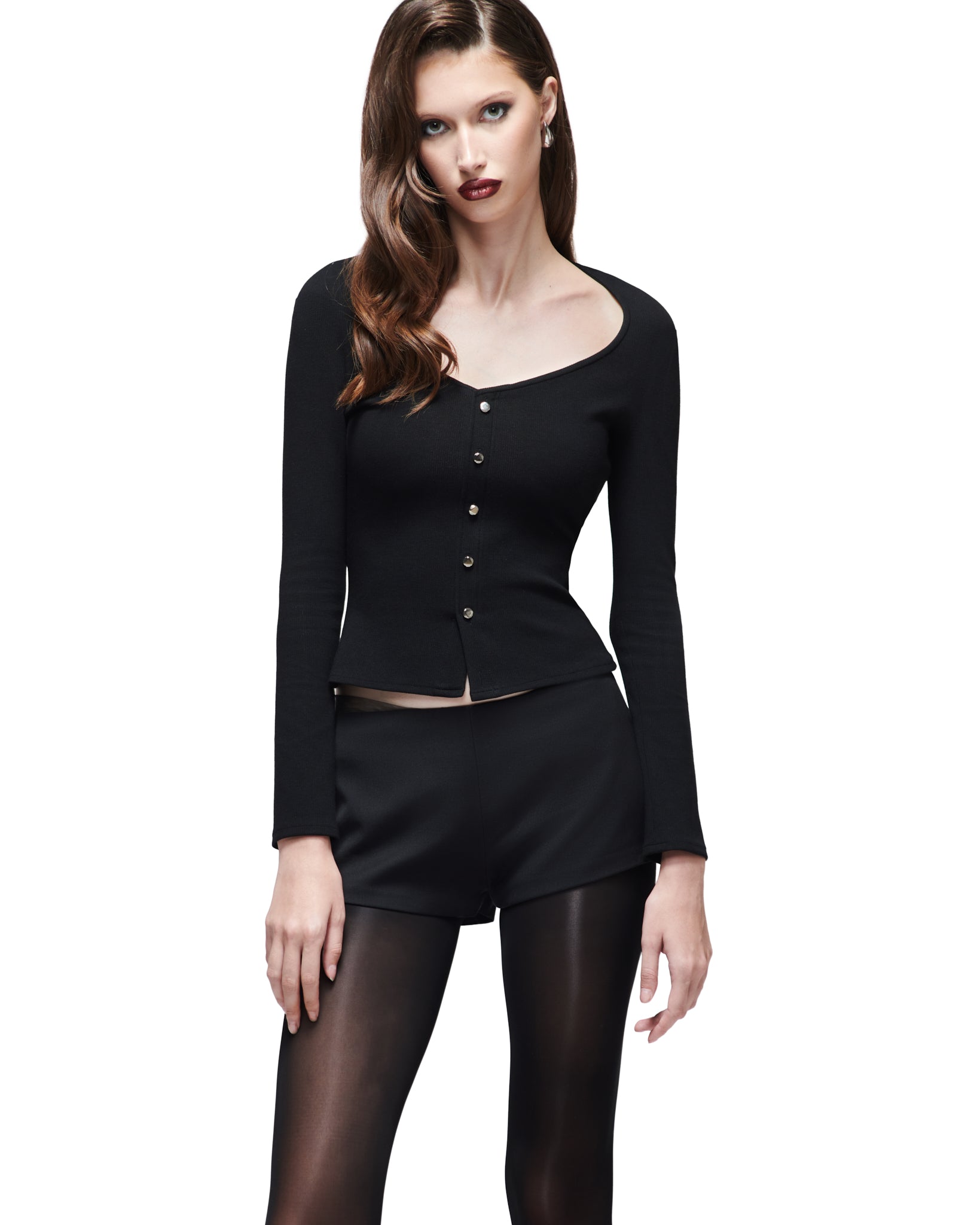 Vera Buttoned Ribbed Top