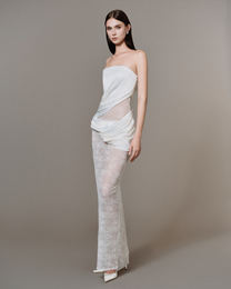 Cylia Draped Lace Dress