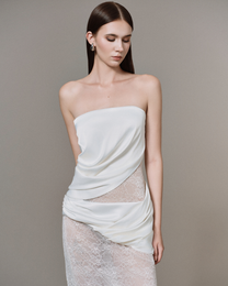 Cylia Draped Lace Dress