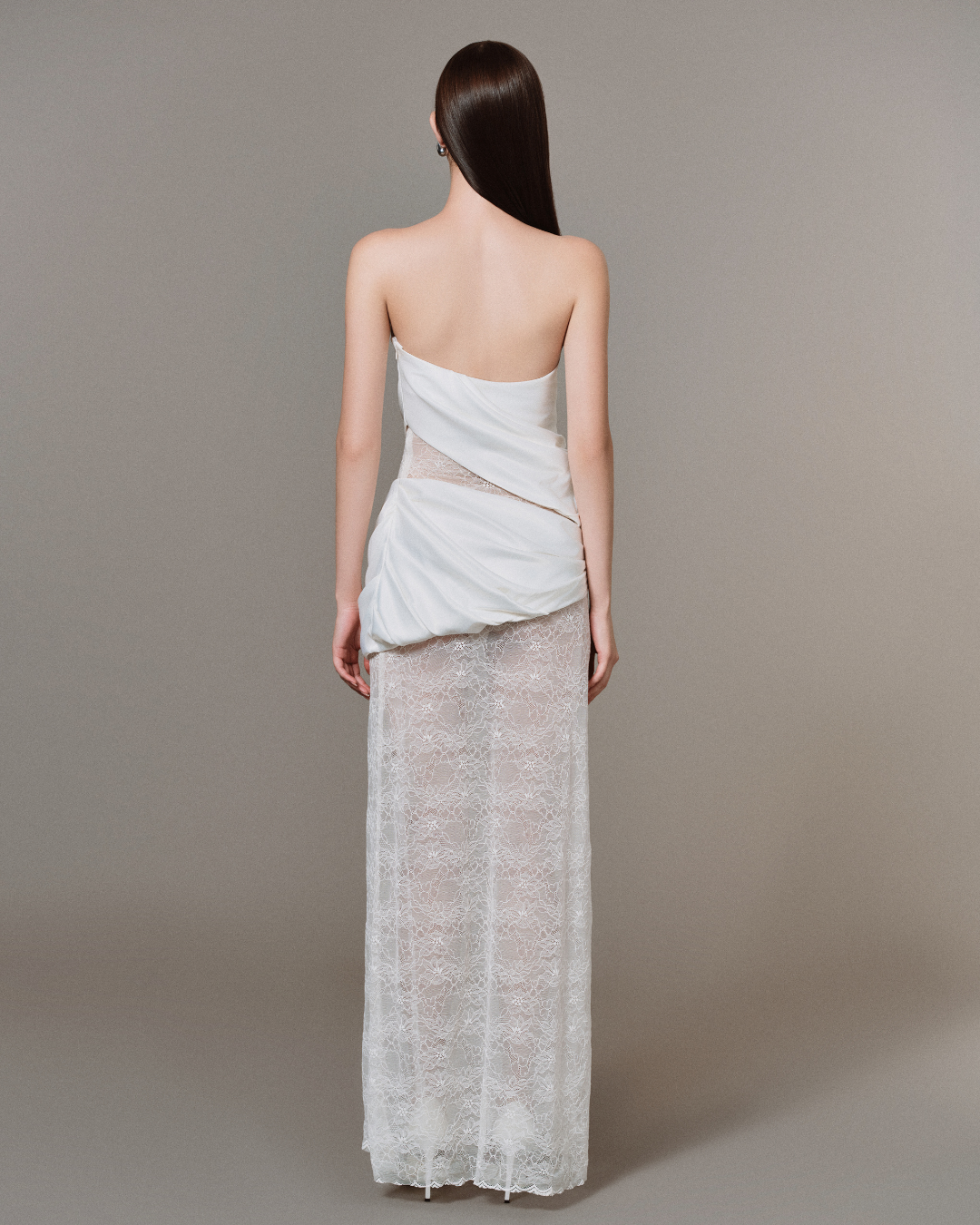 Cylia Draped Lace Dress